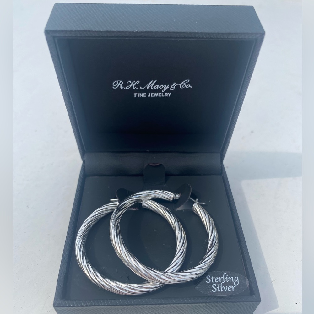 Giani Bernini Medium Sterling Silver Twisted Hoops